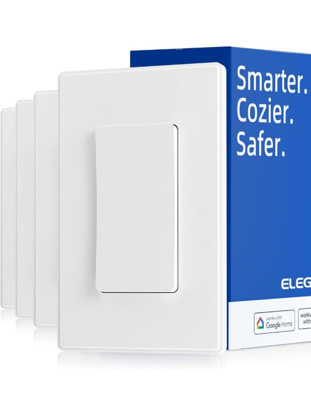 Smart Wi-Fi Light Switches, Alexa & Google Assistant Compatible, 4 Pack, Timer